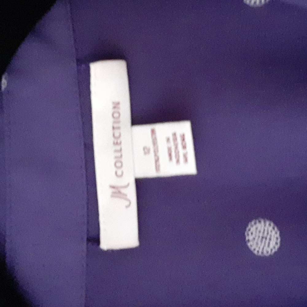 Pretty Royal Purple w/ White Pokdots Blouse & Solid Tank Size 12 - Picture 4 of 7